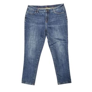 Talbots Simply Flattering 5-Pocket Studded Ankle Jean Medium Blue Wash Plus 14W